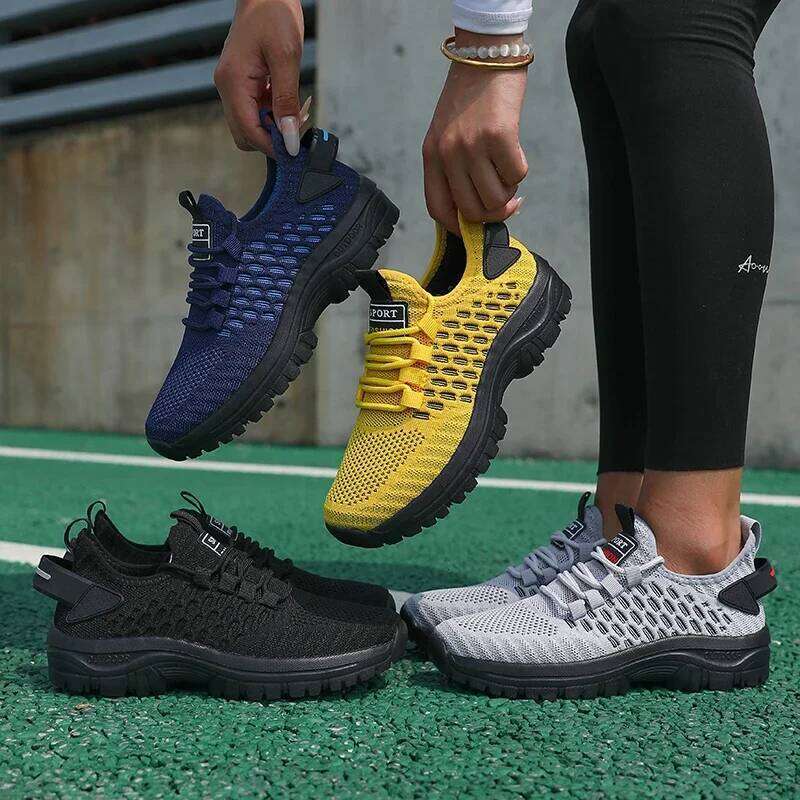 Fashion Men's Sneakers Trendy Breathable 2025 Comfortable Soft Running Shoe New High - Quality Knit Upper Lace Up Tenis Feminino