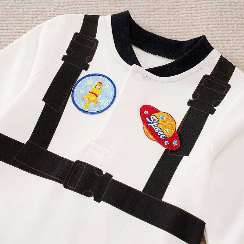 Spring Autumn Boys And Girls Cute Astronaut Dress Up Role Playing Cotton Comfortable Long Sleeve Baby Bodysuit 26H0224