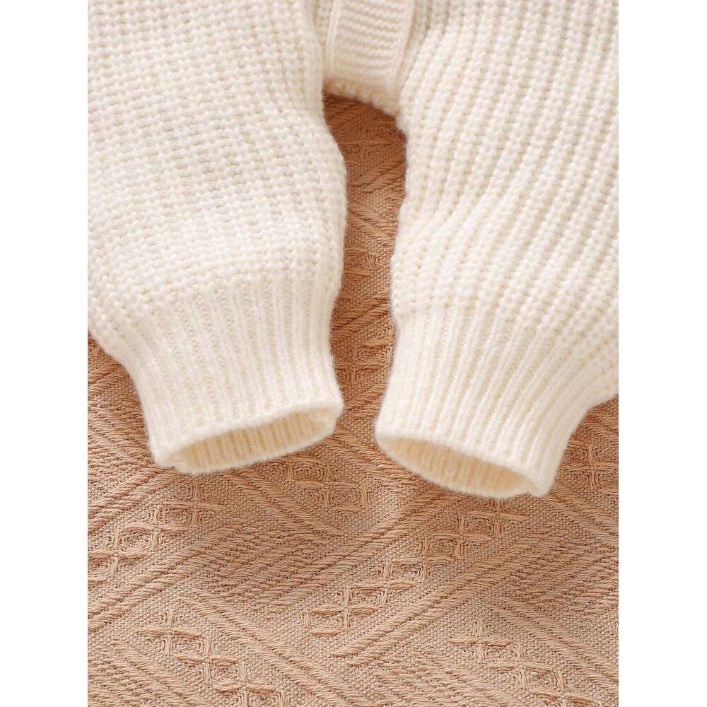 Winter Baby Clothes Beige Long Sleeve Knitted Rompers+Hats+Shoes 3pcs for Newborn Boys Girls Outwear Outfits Sets 0-9M 26H0224