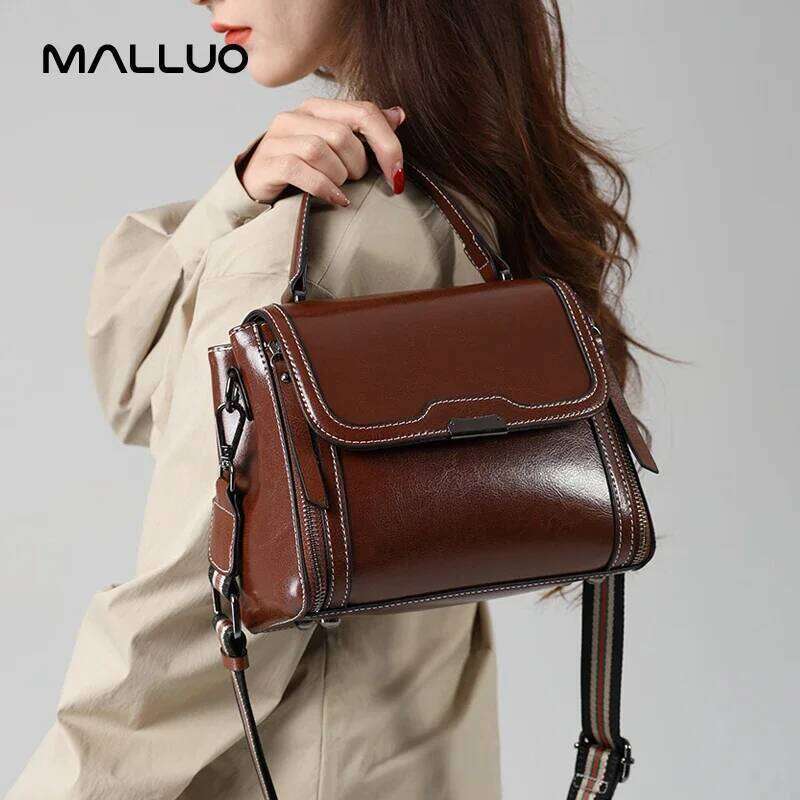 Female Retro Messenger Shoulder Bags Women Luxury Designer Oil Wax Cowhide Leather Handbags Lady Commuter Handbill Crossbody Bag