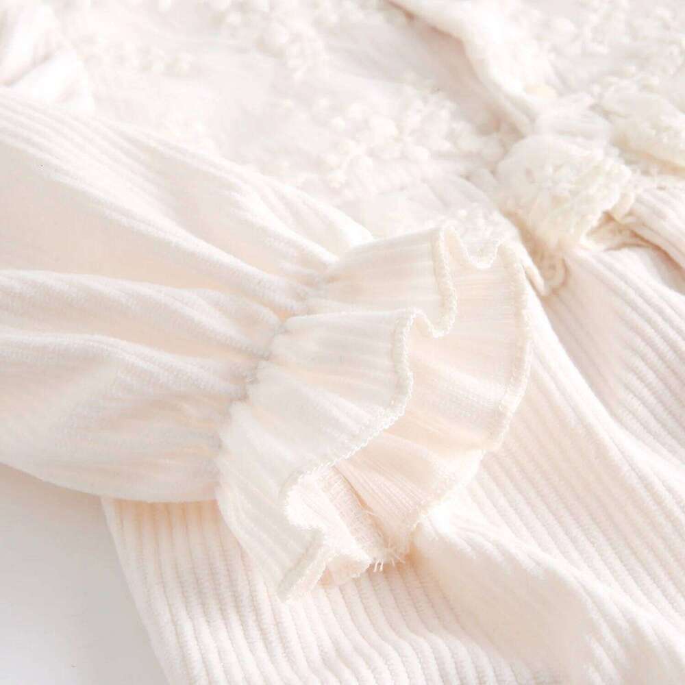 Winter Baby Girls Rompers Long Sleeve Cute Lace Thickened Warm Toddlers Clothing 26H0224