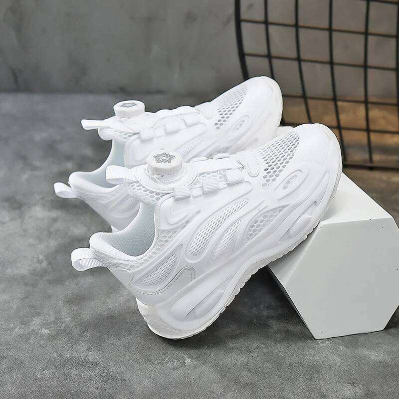 Kids Sneakers White Mesh Breathable Summer Comfortable Lightweight Casual Running 2025 Trendy Tennis Shoes for Children 26W0224