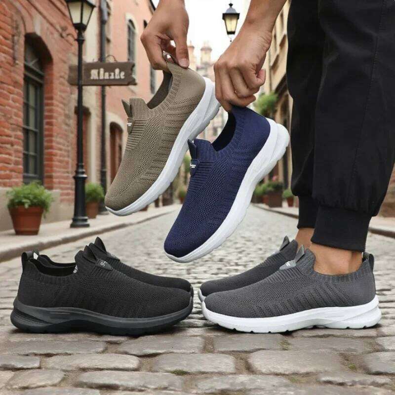 New Men's Walking Stretch Flex Mesh Male Yoga Shoes Fashion Breathable Vulcanized Fitness Sneakers Tenis Masculino