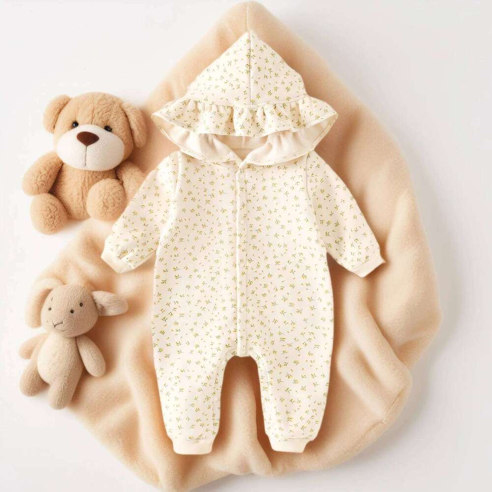 Sanlutoz Flower Winter Warm Baby Girls Rompers Toddler Thickened Hooded Clothes 26H0224