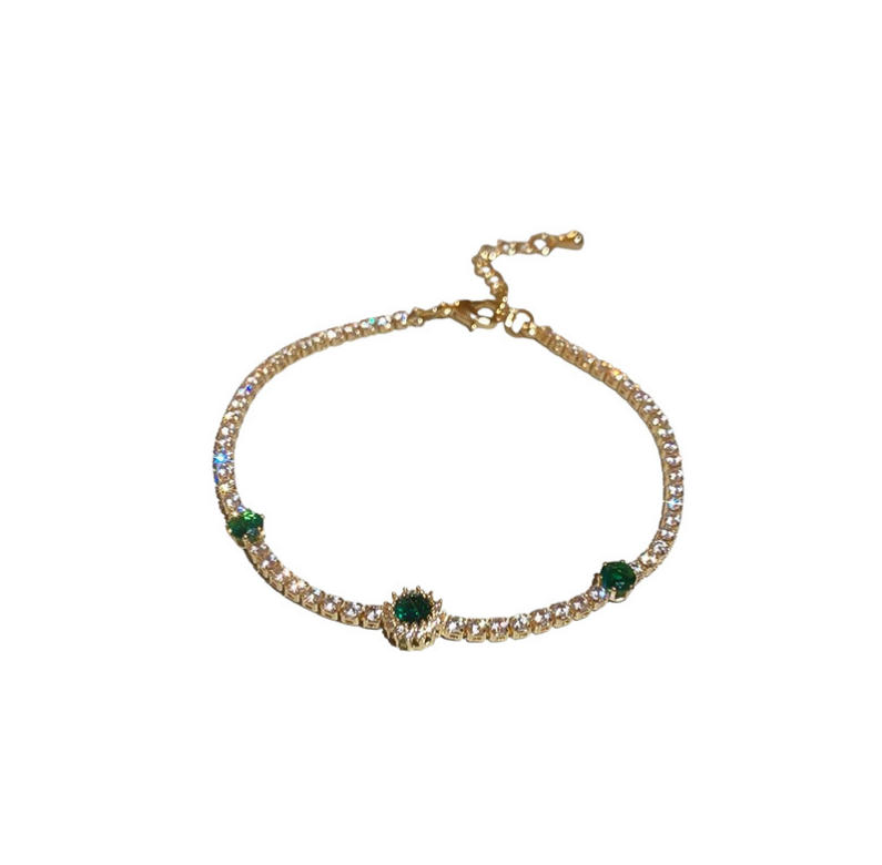 Palace-style ultra-shiny sea blue full-diamond bracelet, 2026 new exquisite fashion wristband, French light luxury high-end jewelry