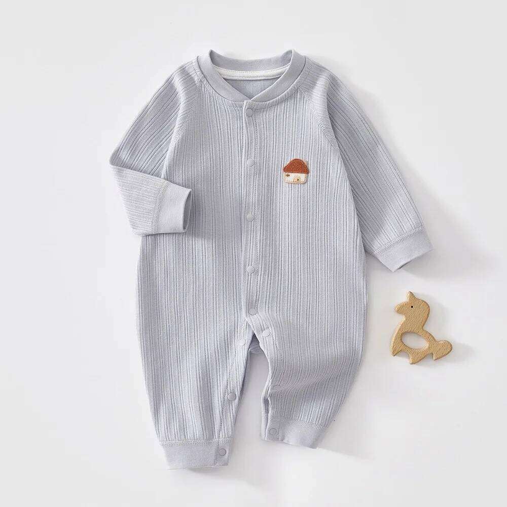 AYNIGIELL 0-18M Clothes Autumn Pure Cotton Newborn Baby Single Breasted Jumpsuit Winter Underwear 26H0224
