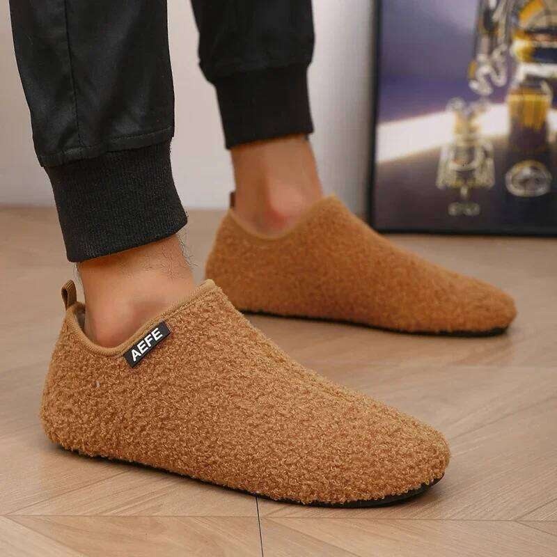 MAEDEF Men's Winter Warm Slippers Soft Comfortable Bedroom Cotton Slipper Men Shoes Lightweight Thin Bottom Mens Shoe