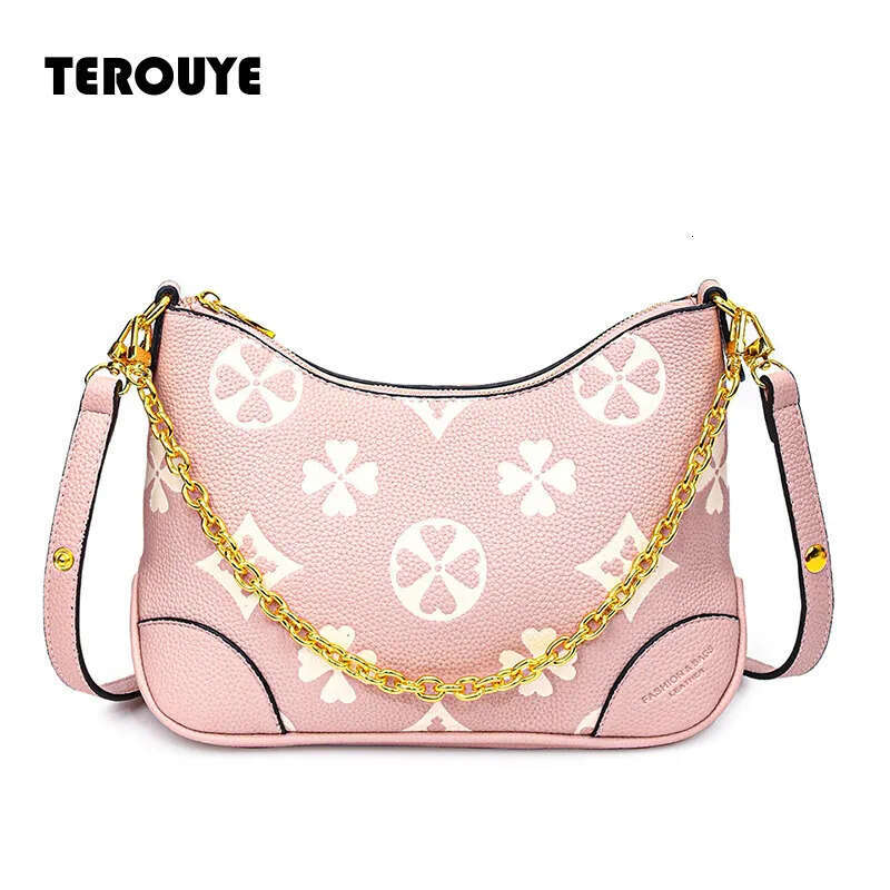 Free Shipping Bags Luxury Bags Retro Color-Blocking Classic Printed Korean-Style Trendy Women's Bag With Exquisite Patterns TEROUYE