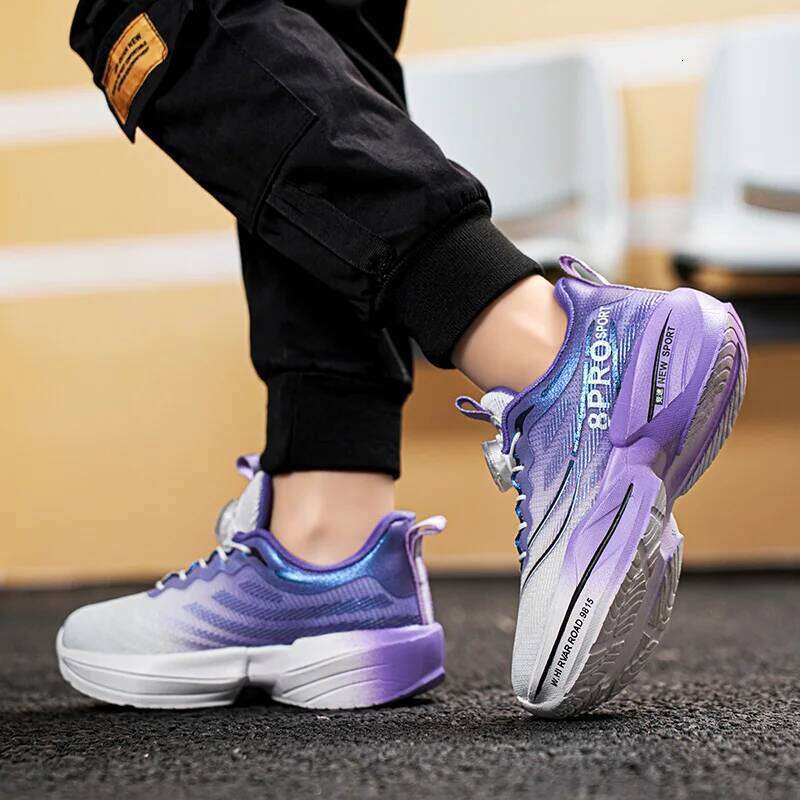 Four Season Kids Sneakers High-quality Ultra Light Anti Slip Button Up Training Comfort Girls Boys Outdoor Walk Run Shoes 26W0224