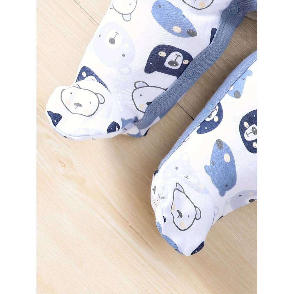 2-Picec Four Seasons Tie Feet for Boys Little Bear Creative Baby Cute Bodysuit Made of Pure Cotton, Soft Comforta 26Y0224