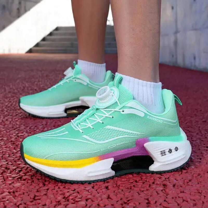 Carbon Plate Running Shoes Boys 2025 New Style Student Rotating Button Technology TPU+ Popcorn High Pop Sneakers for Girls 26W0224