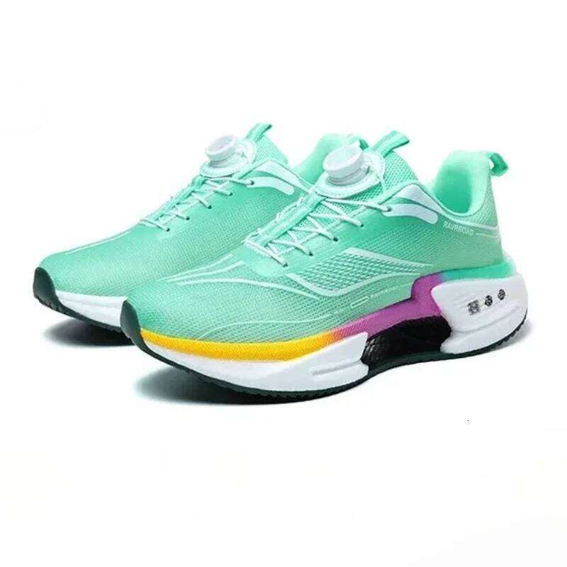 Carbon Plate Running Shoes Boys 2025 New Style Student Rotating Button Technology TPU+ Popcorn High Pop Sneakers for Girls 26W0224