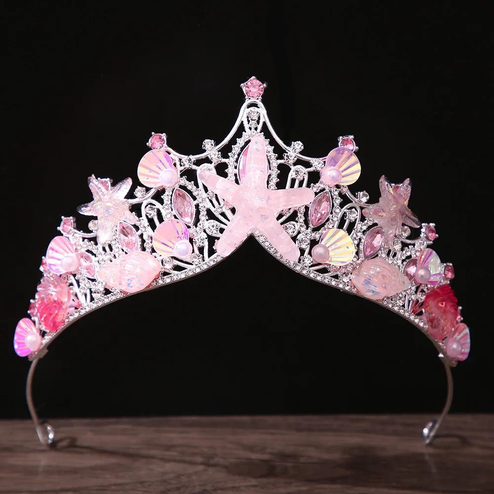 KMVEXO Mermaid Fish Crowns Ocean Style Costume Seashell Starfish Tiaras for Women Girls Princess Birthday Party Hair Accessories 260208