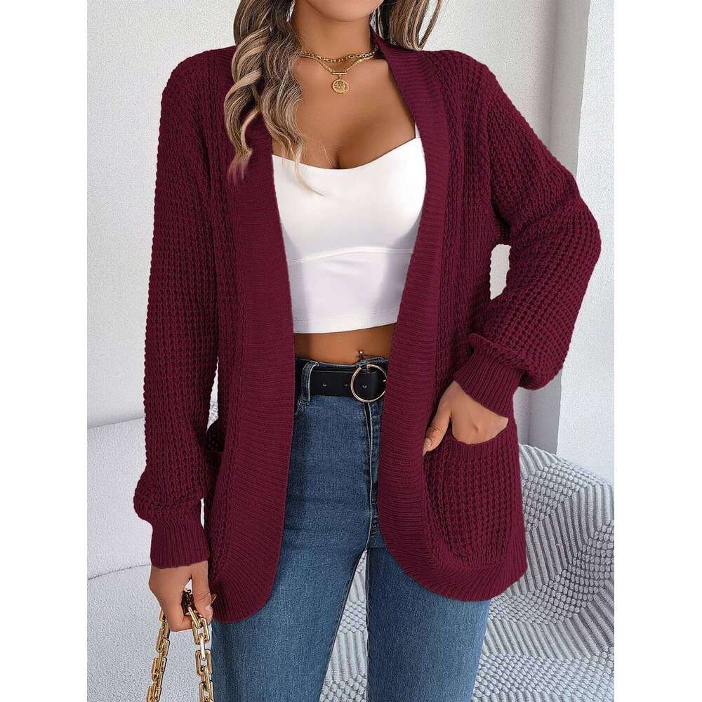 Mardi Hefxessdr Autumn Winter Casual Pocet Lon Sleeve Knitted Cardian Sweater for Women Fashion Clothes Red White Grey Khai Green Coats