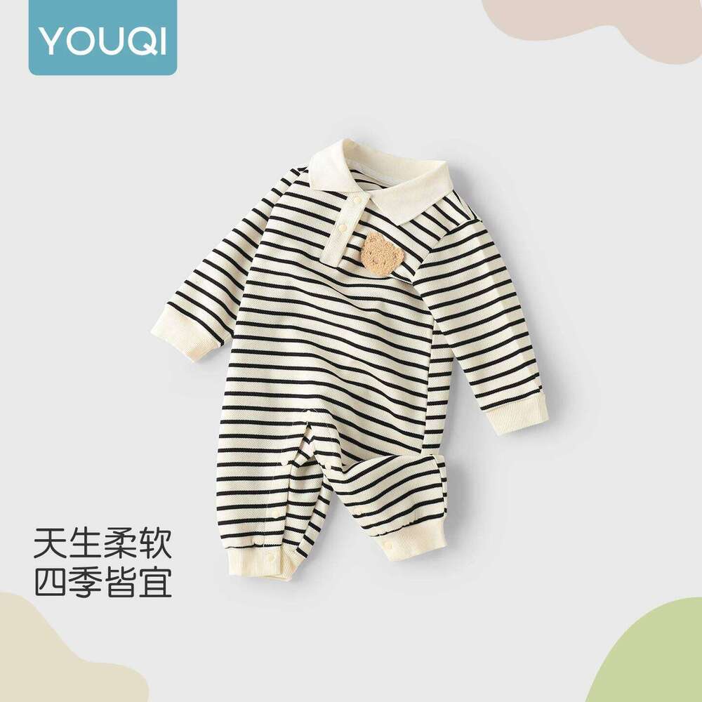 YouqiBaby Spring Autumn Romper, Baby Clothes, Long-Sleeved, Super Cute and Adorable Striped Jumpsuit, Outdoor Wear, Crawling Suit 26Y0224