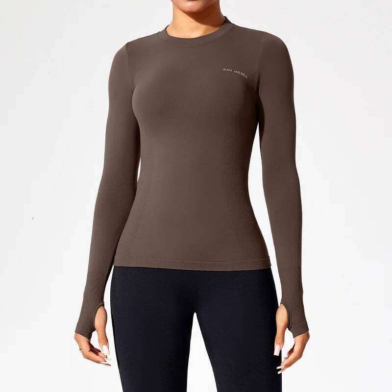 Women's Seamless Workout Top Long Sleeve, Slim Fit Running Shirt, Tummy Control Yoga Fitness Tee 26Y0224