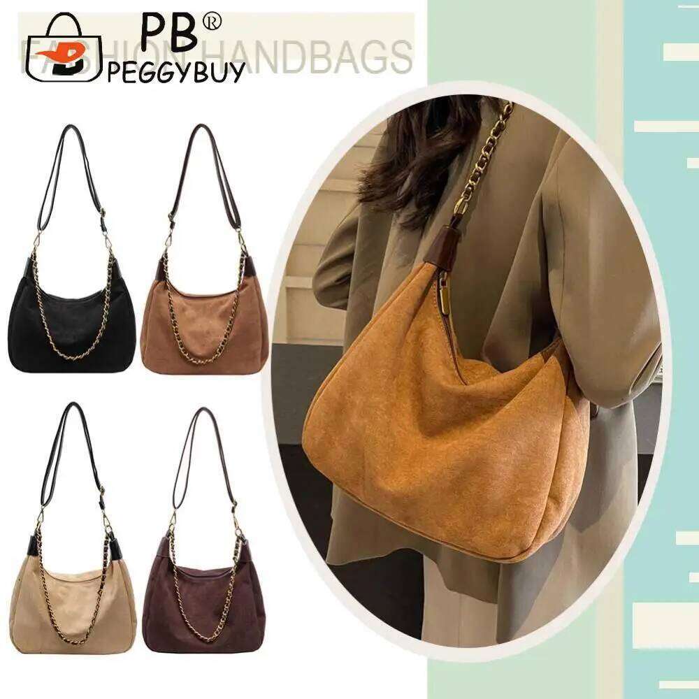 Women Suede Shoulder Adjustable Strap Crossbody with Inner Pocket Underarm Trendy Handbag Work Travel Bag Z260224