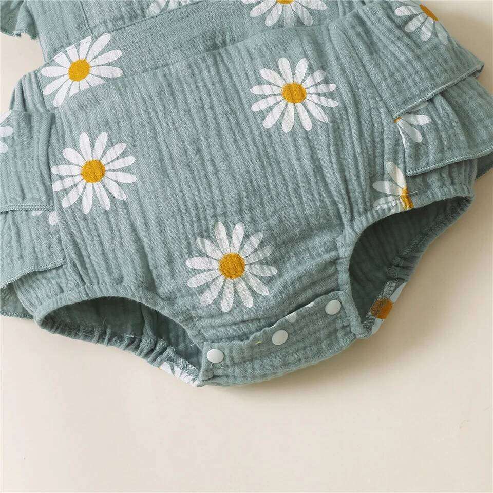Summer Newborn Infant 0-18Month Baby Girls Romper Sunflower Print Sleeveless Cute Kids Onepiece Jumpsuit 26Y0224