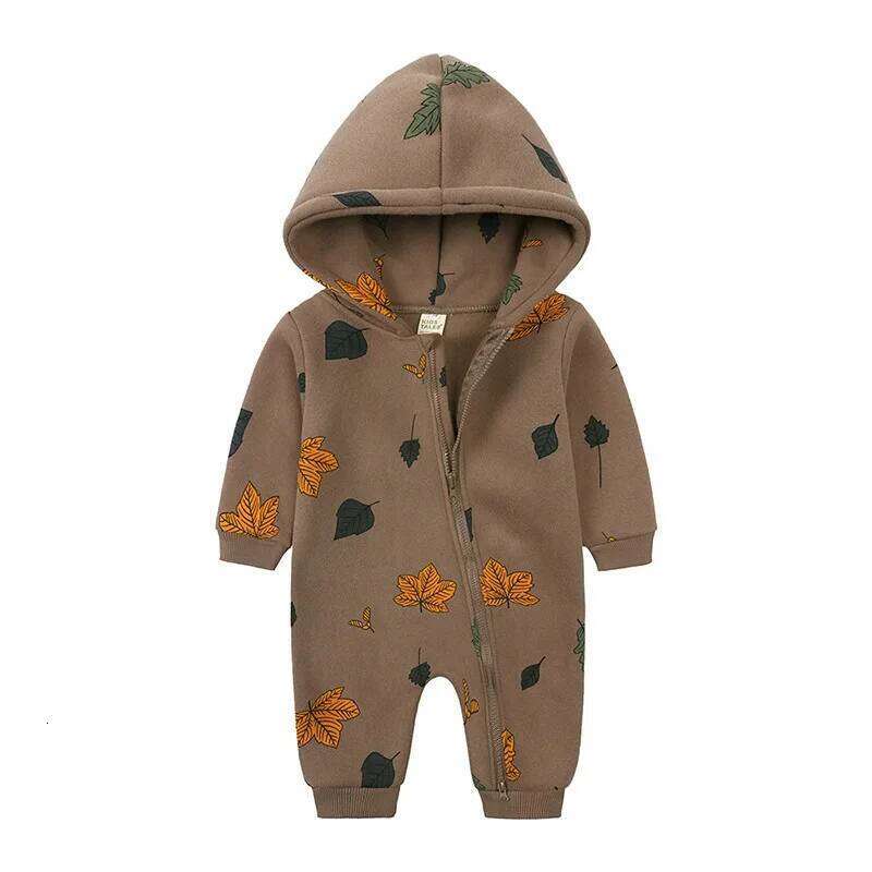 Print Girl Romper Long Sleeve Hooded Zipper Newborn Clothes Boys Rompers Spring & Autumn Baby Clothing 3-24 Months 26H0224