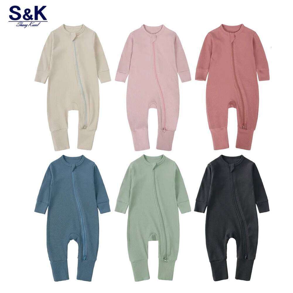 2026 Bamboo Fiber Baby Boys Girls Romper Newborn Bodysuit Long Sleeve Zipper Solid Infant Jumpsuit Toddler Clothes for 0-24M 26Y0224