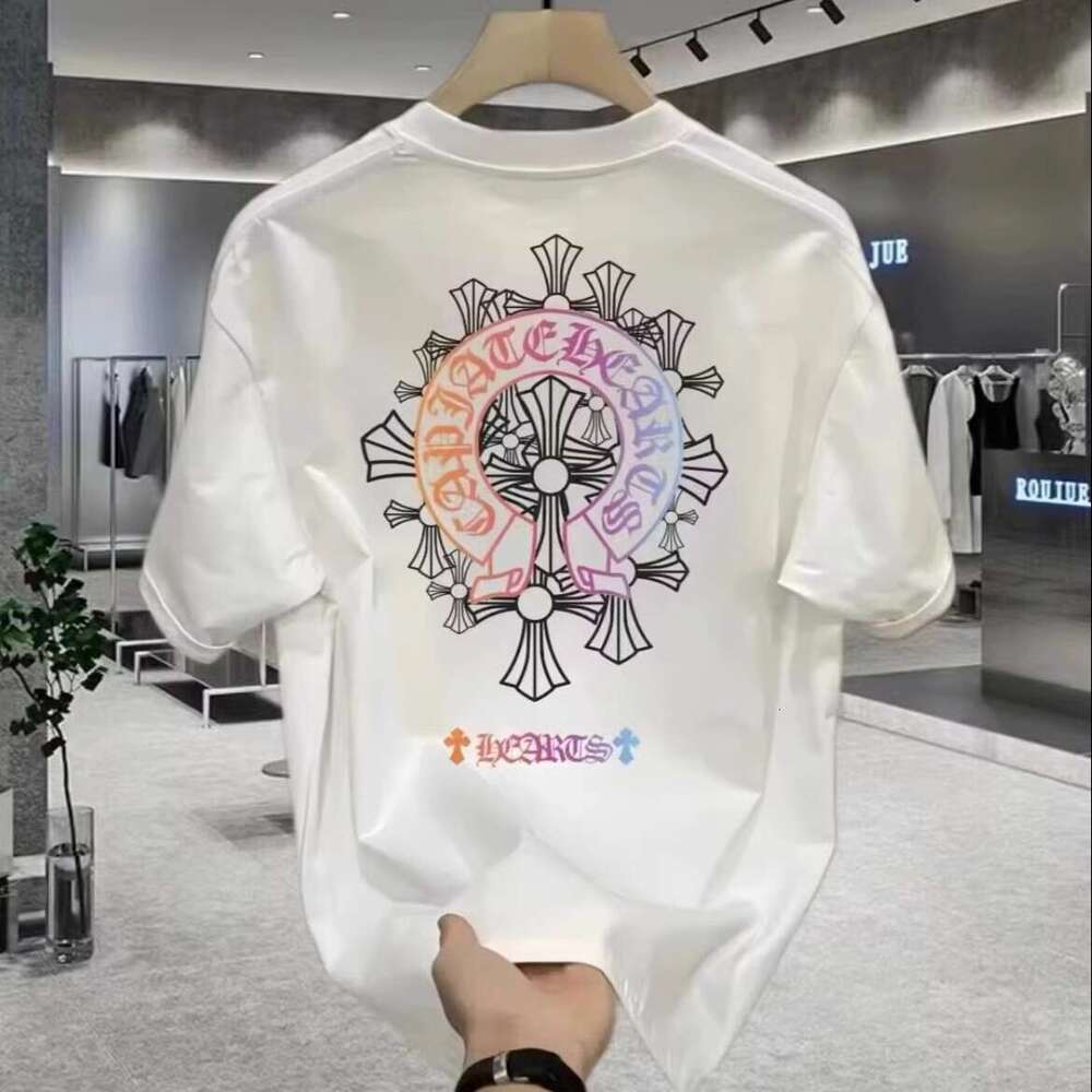 American-Style Heavy-Weight Pure Cotton Short-Sleeve T-Shirt Men, Summer Breathable Trendy Brand, White Loose Fit, Youth Round-Neck Top For Boys