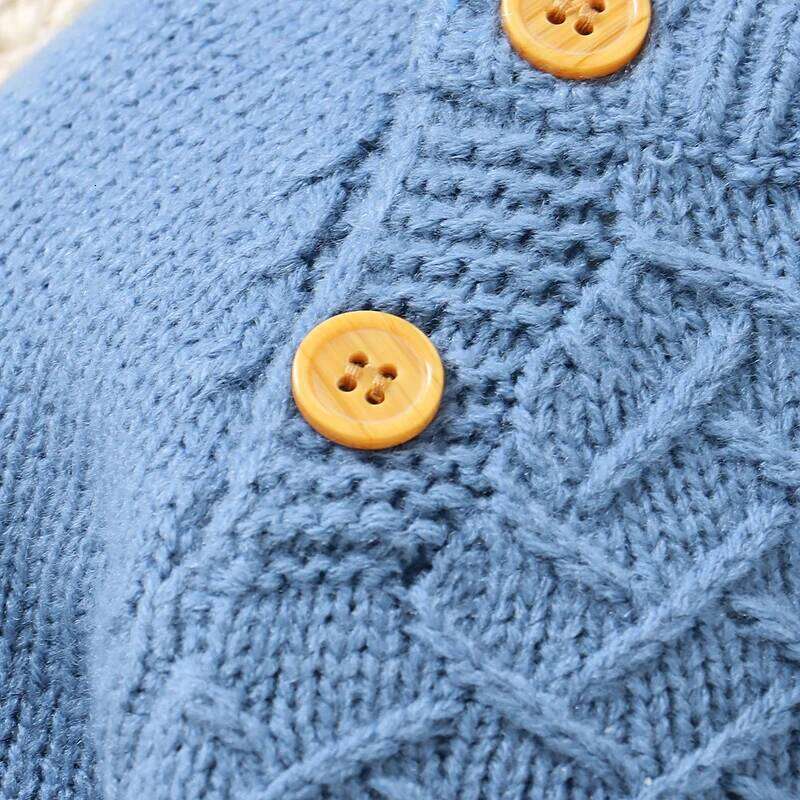 Blue Baby Rompers Knit Casual Crew Neck Full Sleeves Infant Boy Winter Jumpsuits Clothes Autumn Outwear Toddler Sweaters Outfits 26Y0224