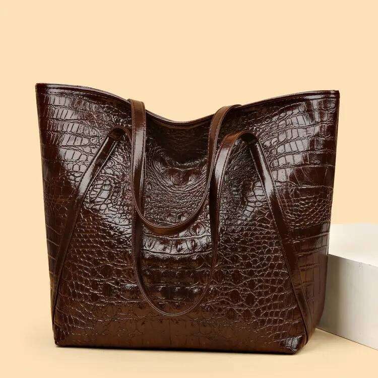 Stylish Women's Tote Retro Crocodile Pattern Handbag Shoulder Bag, Suitable for Shopping, Dating, Outings, Work Commuting Z260224