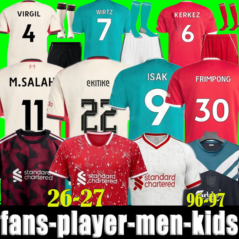 25 26 27 liverpool ISAK DIOGO JOTA WIRTZ FRIMPONG KERKEZ MAC ALLISTER EKITIKE Szoboszlai GAKPO soccer jerseys jersey Salah football shirts Adult kids 95 96 97 retro