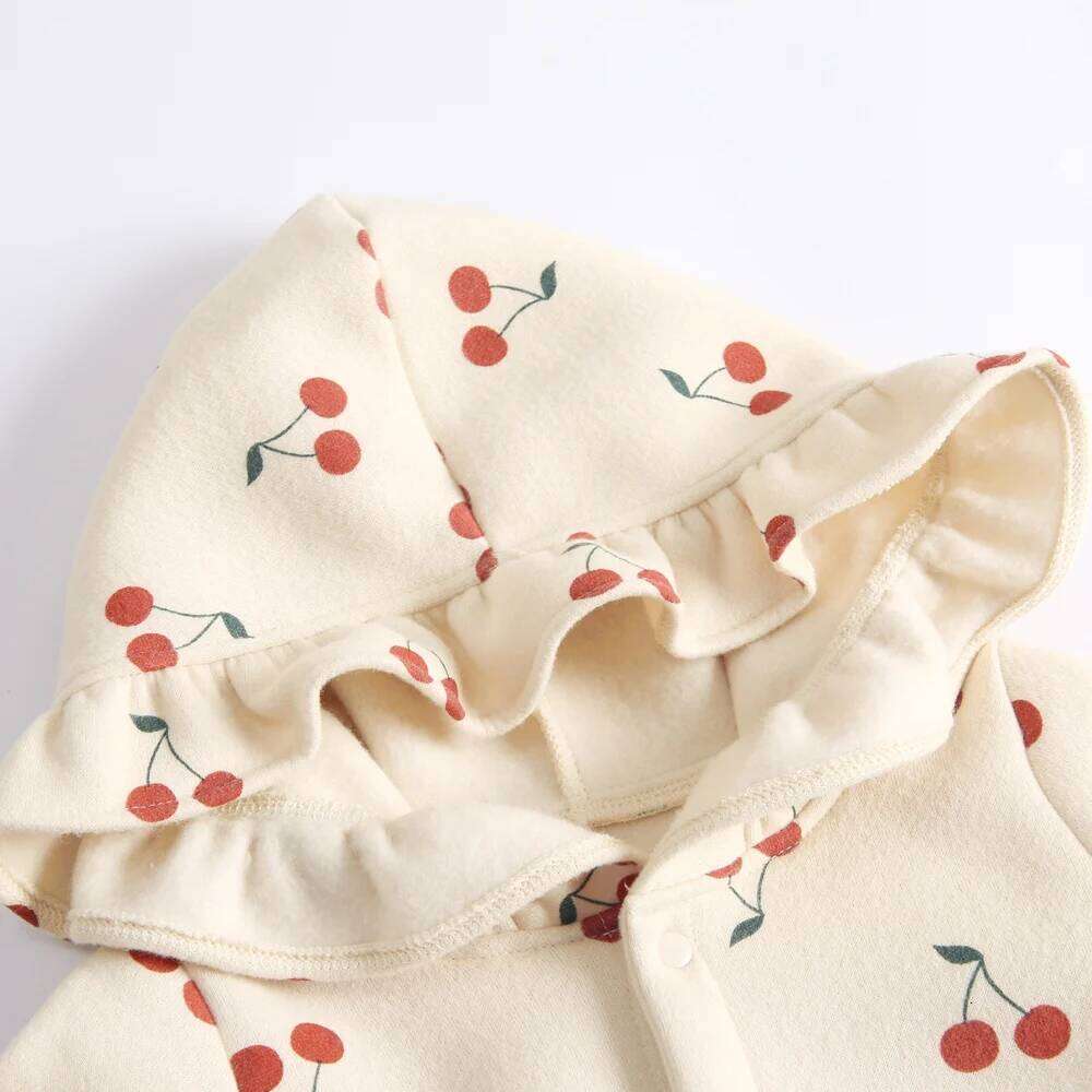 Sanlutoz Long Sleeve Cute Winter Warm Infants Jumpsuits Hooded Baby Girls Rompers Toddler Clothing 26H0224