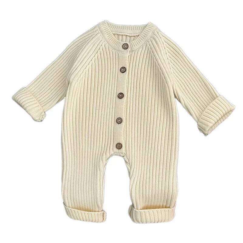 4614 Jumpsuit Autumn and Winter New Solid Color Baby Boy's Knitting Climbing Clothes 26Y0224