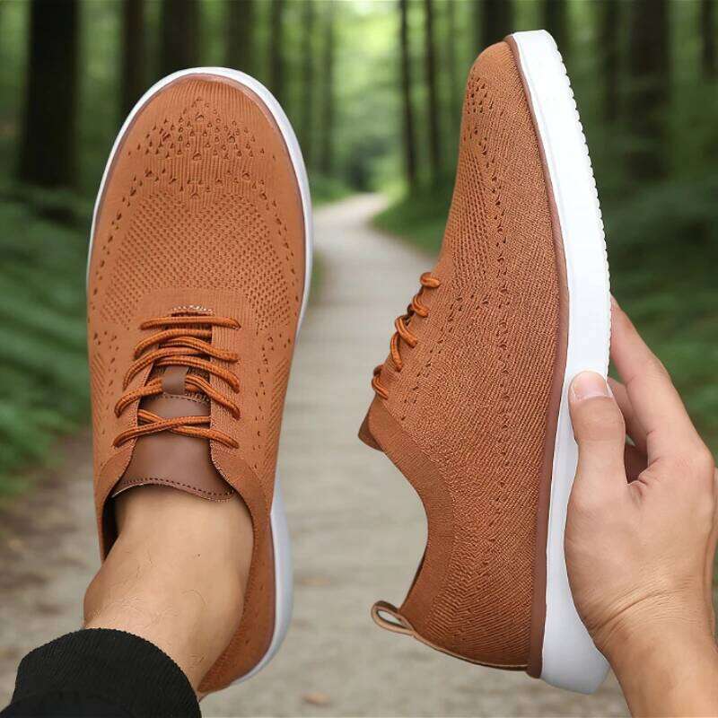 New Men's Mesh Sneakers Casual Versatile Knit Lightweight Comfortable Sole Walking Breathable Non-Slip Running Shoes