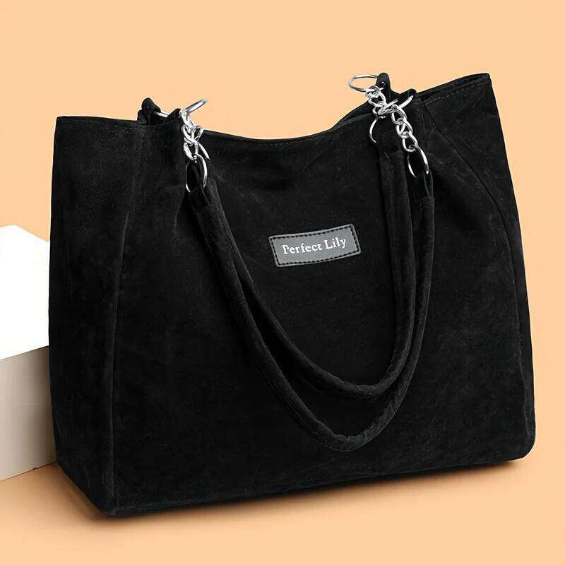 European American Autumn Winter Large Capacity Women's Vintage Handbag Women Shoulder Bag, Retro Faux Suede Tote Bag Z260224