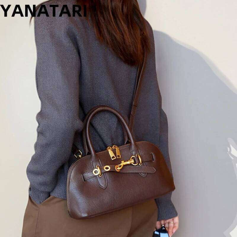 YANATARI Genuine Woman Shoulder Handbags Ladies Crossbody Bags Luxury Minimalism Bag Cattle Leather