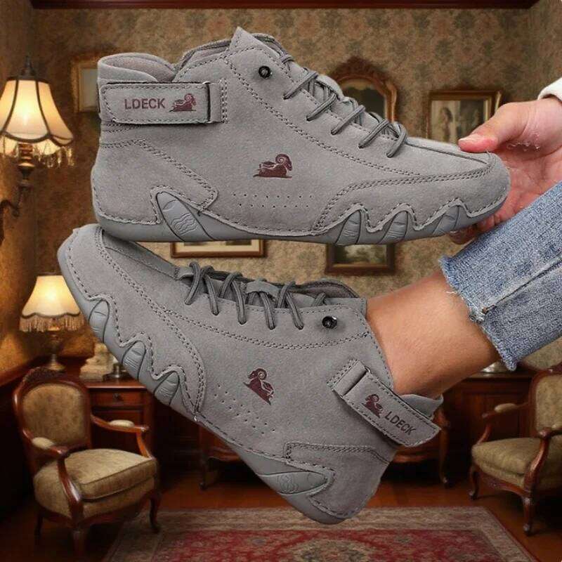 Women's Casual Bare Boots Fashionable Ankle Comfort Soft Soled High Top Luxury Brand Retro Anti Slip Lace Up Walking Shoes