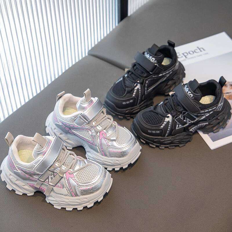 Girls' 2026 New autumn winter children's transparent mesh sports shoes, fashionable and anti-slip dad shoes 26W0224