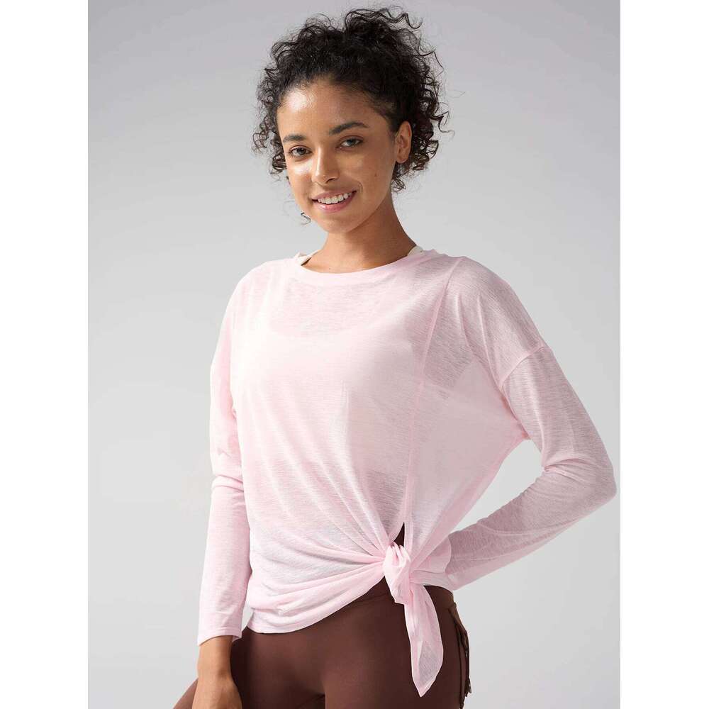 Fashion Women's Breathable Loose Quick Drying Long Sleeve Yoga Shirts Slimming Side Slits Leisure Running Fitness Cycling Tops 26Y0224