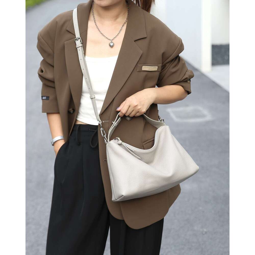 Top Layer Cowhide Natural Textured Women S Bag New Casual Versatile Handbag Large Capacity Shoulder And Crossbody Bag High Quality Luxury Bag LEMON KO