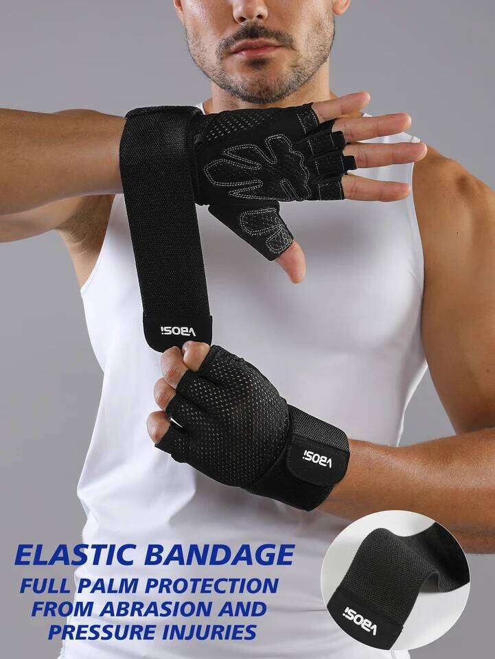 VBOSi Breathable Half-Finger Sports with Adjustable Wrist Straps, Non-Slip Gym & Cycling Gloves for Men and Women 26H0224