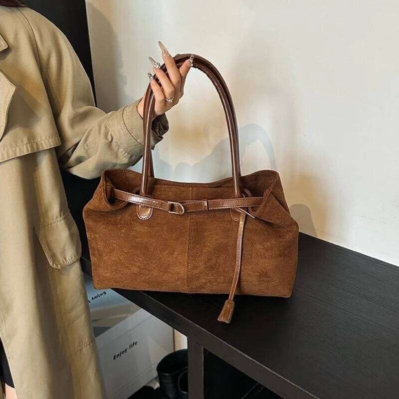 Fashionable Retro Suede Popular European And American Large-capacity Autumn/winter Tote New Simple Commuter Shoulder Bag Z260224
