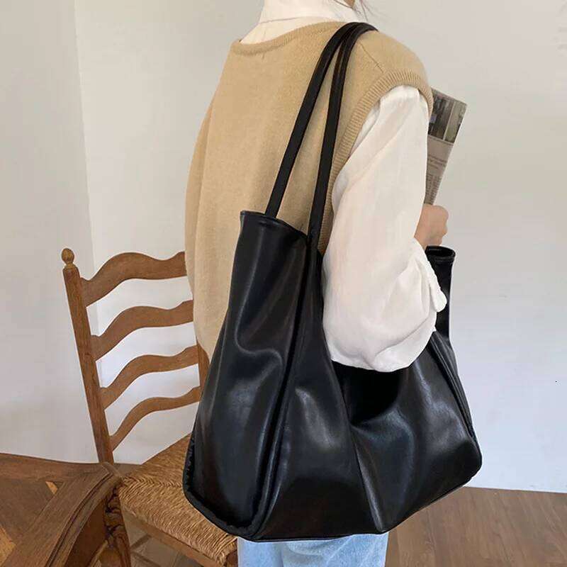 Women Tote Fashion Underarm Pouch Large Capacity Soft Pu Leather Shoulder Retro Crossbody Bag Casual Portable BucketBags Z260224