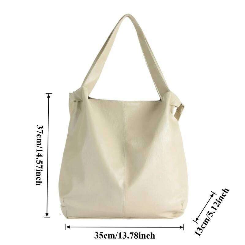 2025 New Fashion Women's PU Soft Leather Tote Large Capacity Retro Shoulder Commuter Crossbody Shopping Bag Z260224