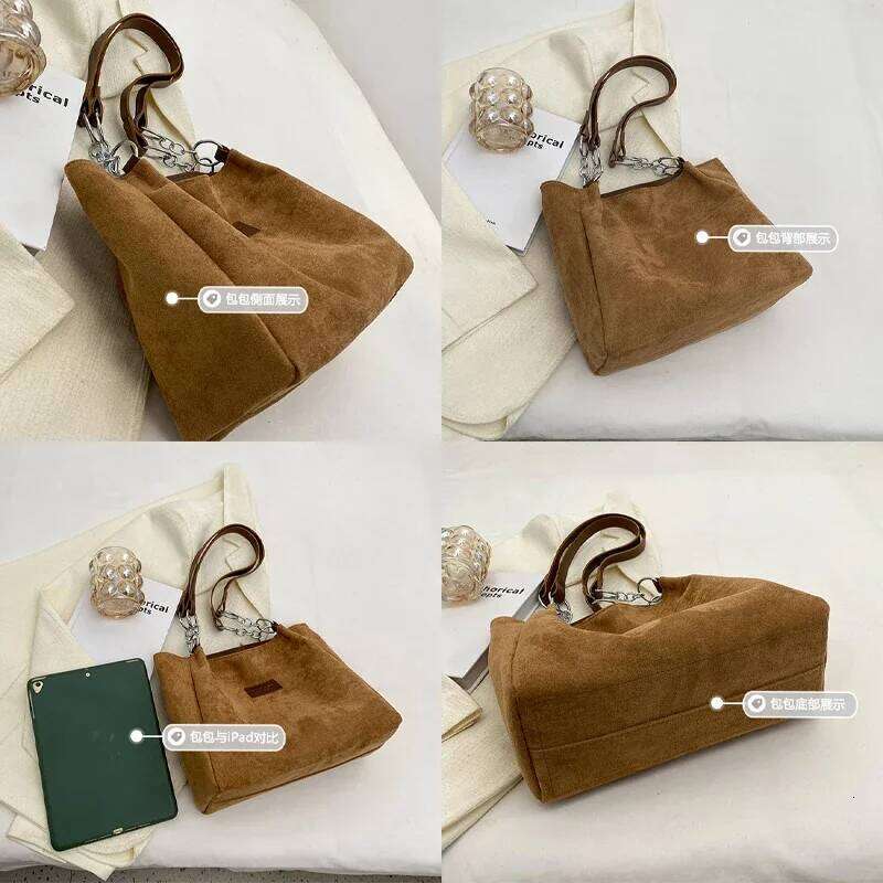 Fashion Large-Volume Suede Stylish Commuter Tote Bag Ladies with One Shoulder Bags for Women Purses and Handbags Z260224