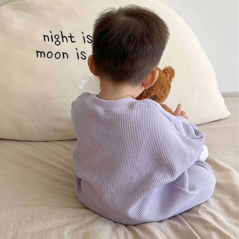 Newborn Baby Boy Waffle Jumpsuit Spring Autumn Girl Solid Bodysuits for Infants Cotton Casual Kids Clothes Boys Costumes 26Y0224