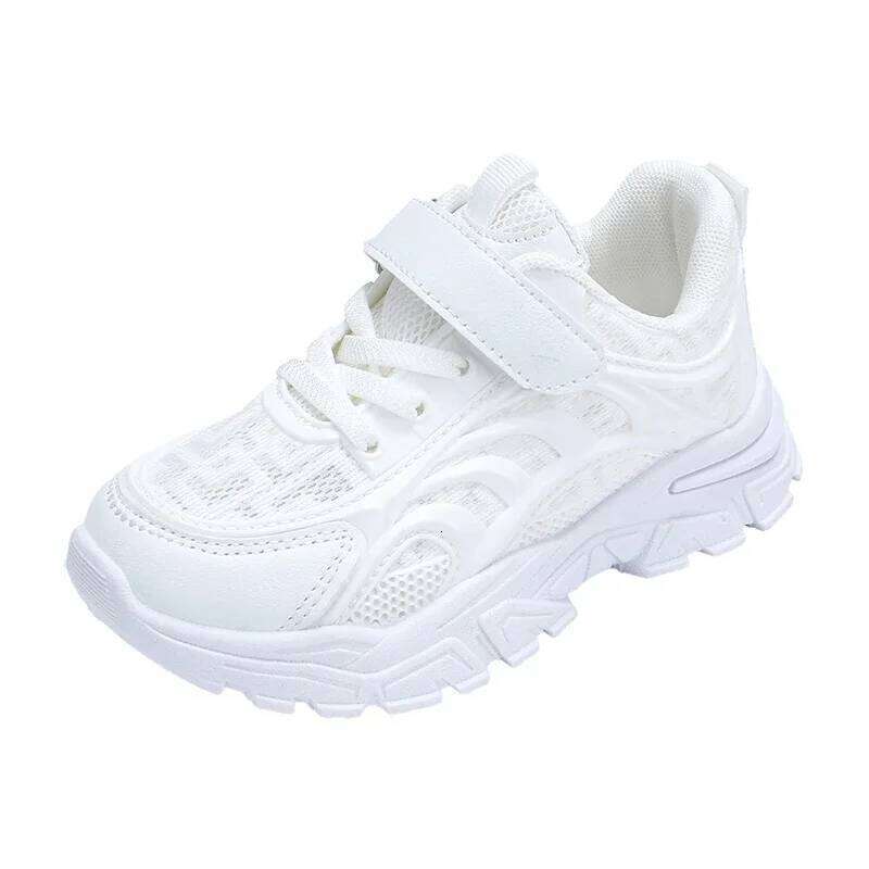 Kids White Breathable Comfortable Students Sports School Trendy 2025 New Children Running Shoes Thick Soft Sole 26W0224