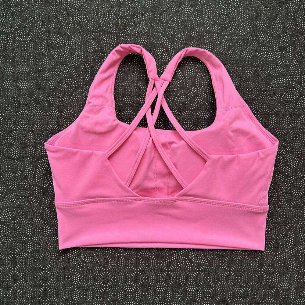 Solid Color Tight Butter Athletic Women Fitness Bra Cross Yoga Underwear Gym Sport Top Hollow Push Up Chest Pad 26Y0224