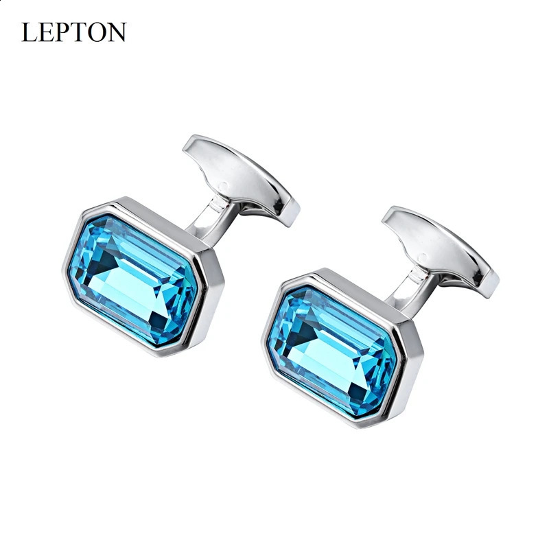 Low-Key Green Glass Cufflinks For Mens Wedding Lepton Sky Blue Square Cufflink Man Shirt Cuffs Cuff Links Relojes Gemelos 260208