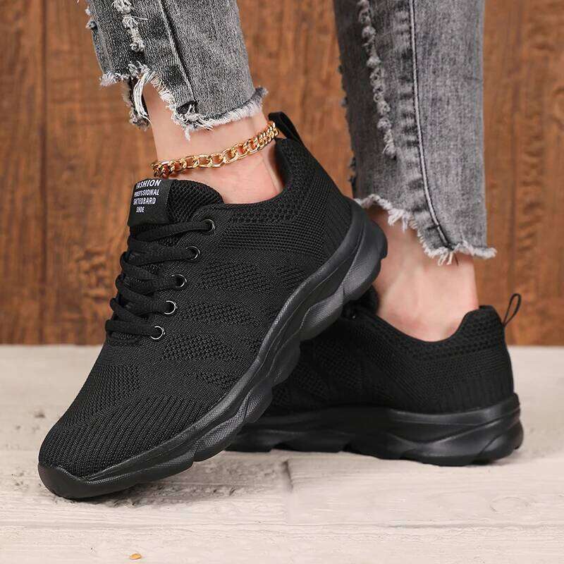 Women Sneakers Fashion Lace Up Mesh Breathable Outdoor Walking Black Dirt Resistant Daily Versatile Platform Tennis Shoes