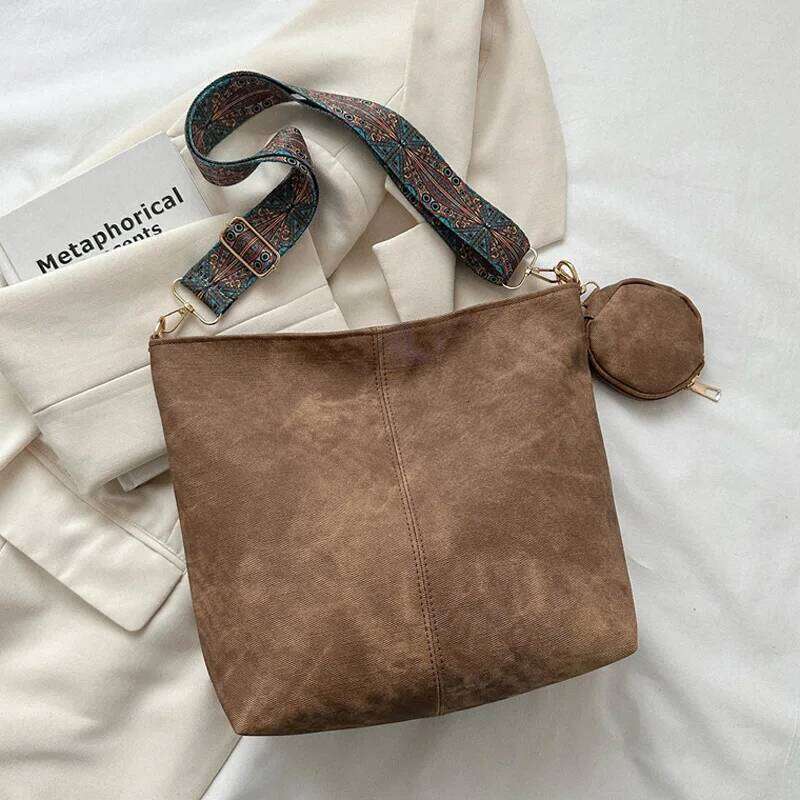 Vintage Commuting Women's Shoulder Bag Large Capacity Casual Crossbody Bags Pu Leather Handbags And Purses Tote Z260224