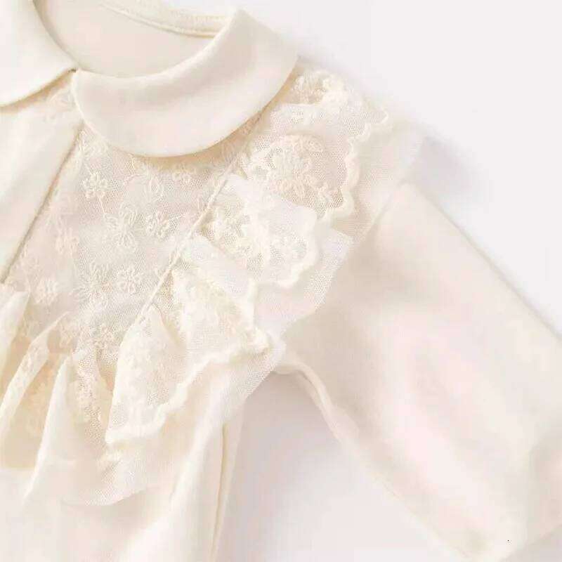 2Piece Sets Spring Autumn Baby Girl Clothes Korean fashion Cute Lace Peter Pan Collar Princess Jumpsuits+Hat Newborn Items B281 26H0224