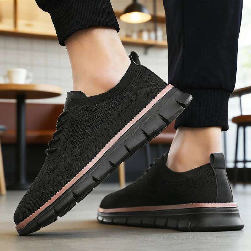 Classic Men Casual Breathable Brogue Flats Cushioning Color Blocking Design Dress Shoes VErsatile Business Light Sneakers